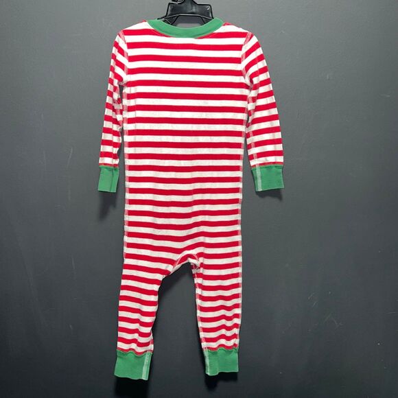 Hanna Andersson 18-24m Christmas Romper Zip Up Footless Pajamas Red White Green - Picture 7 of 7